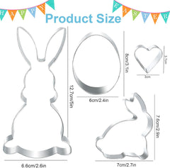 Grand emporte-pièce de Pâques 12,7/8 cm, emporte-pièce lapin de Pâques, cœur d'œuf de Pâques lapin, emporte-pièce de Pâques en acier inoxydable, emporte-pièce en acier inoxydable pour enfants