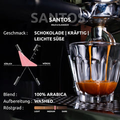 Santos | Café en grains 2500g - 100% Arabica du Brésil | pour expresso, cappuccino ou café filtré fort | Rôti omni | Café classique - l'introduction parfaite au café de spécialité