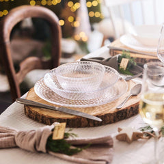 Pampille Service de table en verre transparent, 18 pièces - 6 personnes, services de table transparents Naty Shop