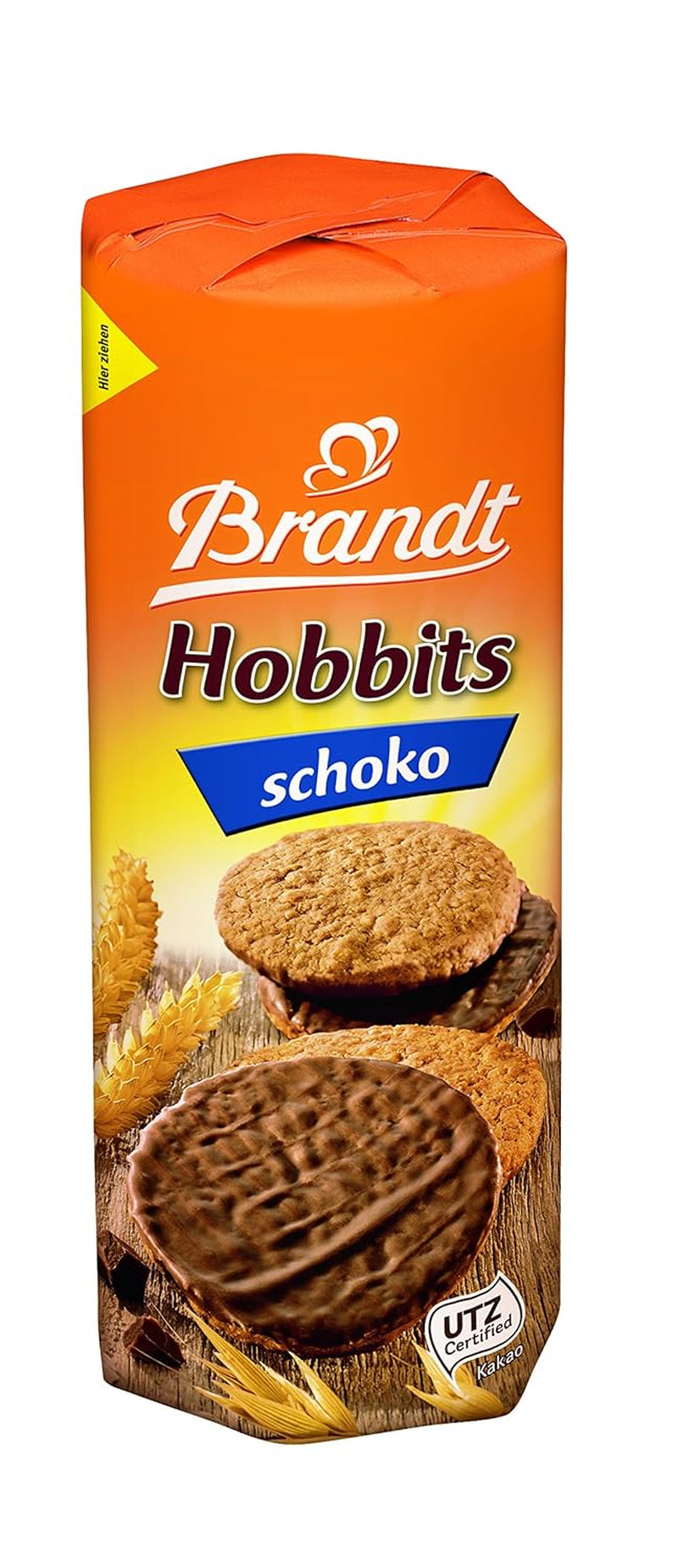Brandt Hobbits Chocolate 265g Pack - Biscuits croustillants à l'avoine et au chocolat complet - Pâte croustillante pour toute la famille - dans un rouleau de biscuits pratique