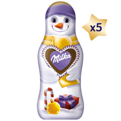 Milka Snowman Friends Alpine Milk - Mini bonhommes de neige en chocolat fin au lait alpin - 5 x 15g