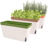 Pots de fleurs à arrosage automatique, lot de 3, pots de fleurs rectangulaires de 27 cm, pots à herbes, boîtes de rebord de fenêtre avec réservoir d'eau, pots de fleurs modernes en plastique pour intérieur et extérieur, jardin, bureau