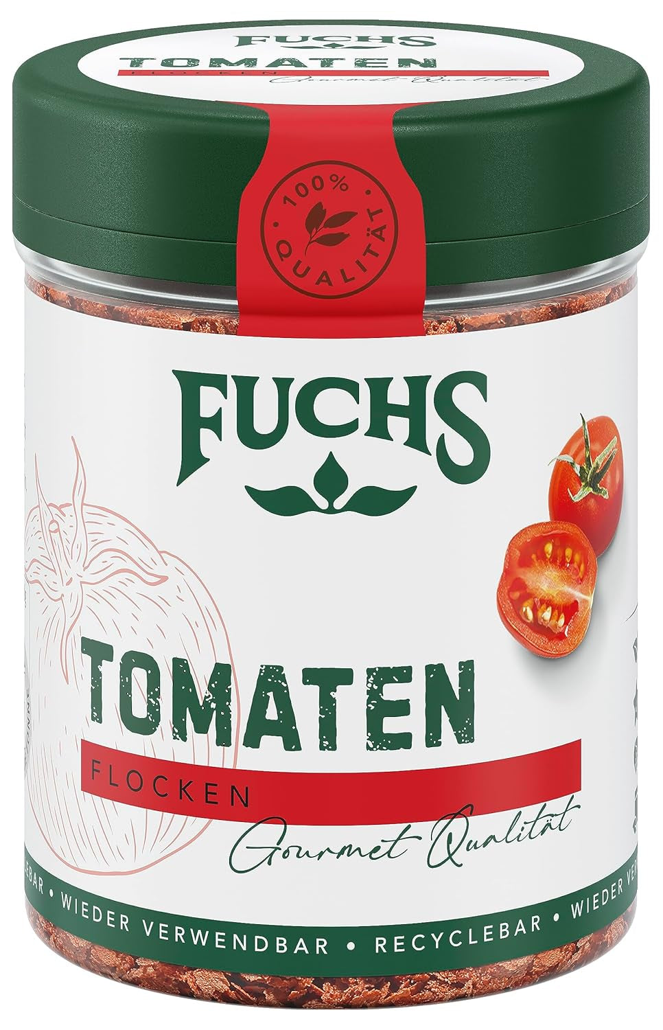 Fuchs Gewürze - Tomaten Flocken - Gewürz für Ofenfeta ou tomatigen Geschmack in Saucen - Ingrédients naturels - 40 g en dose variable, recyclable