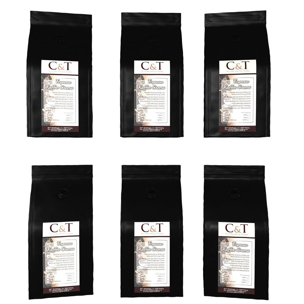 Boabe de cafea Espresso / Cafe Crema 6 x 1000g proaspăt prăjite
