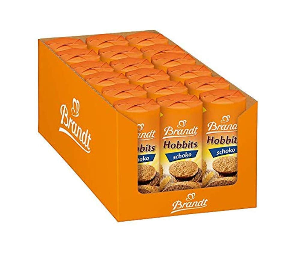 Brandt Hobbits Chocolate - Paquet de 18 - Boîte de rangement - Biscuits au chocolat mi-fin à l'avoine complète et à haute teneur en fibres (18 x 265 g)