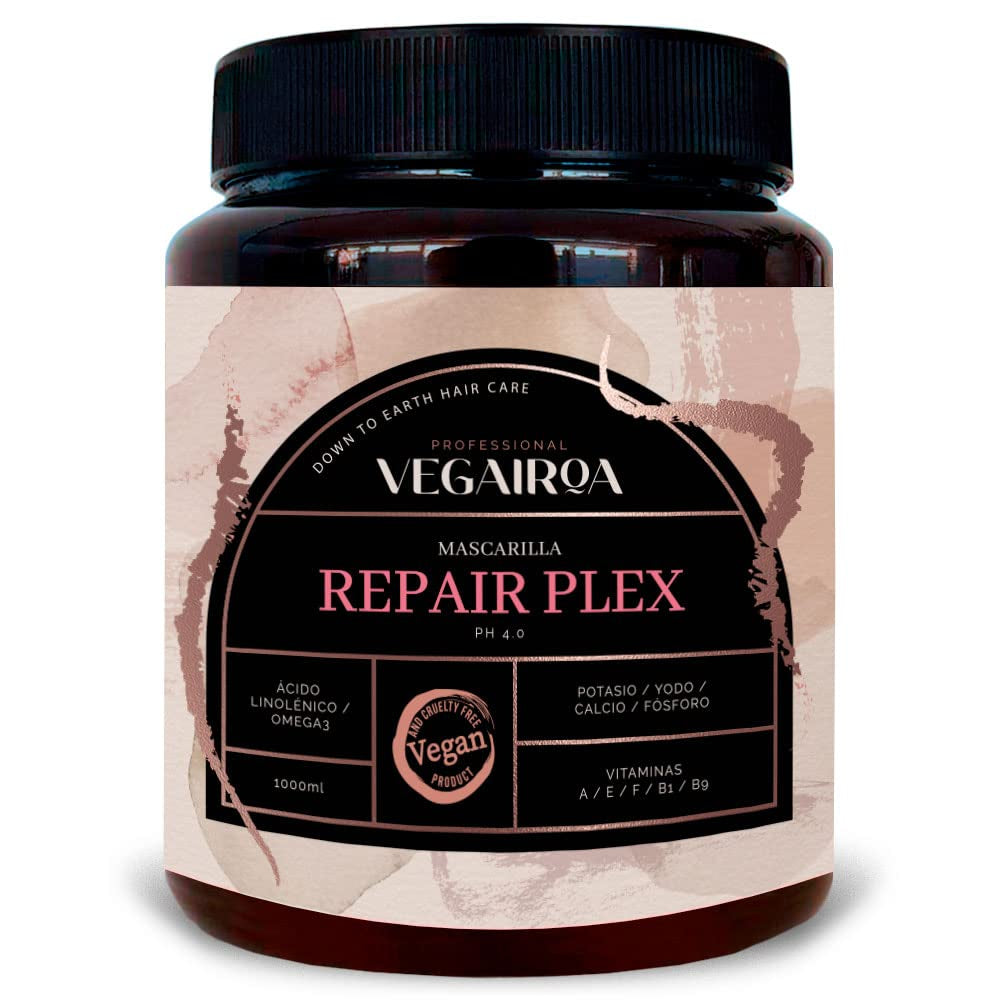 VEGAIROA - Repair Plex Mask - Masque Réparateur Extrême - Hydratant et Nourrissant - Protection Frisottis - Pour Cheveux Traités Chimiquement - Produit de Coiffure Professionnel Vegan - 1000g Naty Shop Hair Mask Default Title