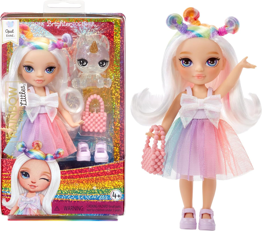Rainbow High Littles - Opal Raine - Petite poupée mannequin articulée - Poupée arc-en-ciel de 14 cm avec sac et licorne magique - Pour enfants et collectionneurs, arc-en-ciel