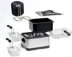 Friteuse à huile Bestron XL Avec 3 paniers à friture, Avec technologie de zone froide et réservoir d'huile amovible, 4 litres, 2000 W Électroménager Naty Shop