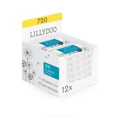 LILLYDOO Lingettes Humides, 720 Pièces (12 X 60), 100% Sans Plastique, Lingettes Lavables, Sans Parfum (FSC Mix) Lingettes Humides pour Bébé Naty Shop