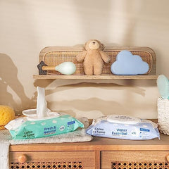- Lingettes bébé Change Water Essential x70 - Produit de toilette en fibres végétales - Eau ultrapurifiée à 99% - Hygiène dès la naissance - Couvercle refermable