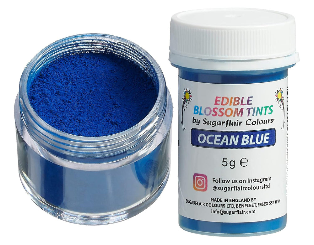 Sugarflair Blossom Tint Dust Ocean Blue - Colorant alimentaire en poudre pour décorations de gâteaux, fondant, glaçage, chocolat, crème au beurre, macarons et plus - 5G