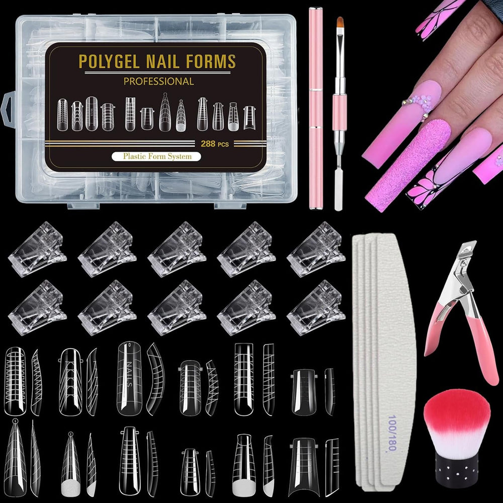 288 Ensemble de formes d'ongles doubles, ensemble de nail art double forme, 12 formes d'extension d'ongles, formes d'ongles en gel, adaptées aux débutants et aux manucures
