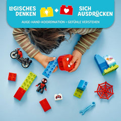 LEGO DUPLO Marvel Spins Motorcycle Adventure, Fantasy Playset pour la série TV Spidey et ses super amis, jouet éducatif à construire et à reconstruire pour les enfants de 2 ans et plus 10424 Jeux de construction Besuche den LEGO-Store
