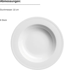 MÄSER Arlona service de table 18 pièces en porcelaine pour 6 personnes, intemporel et élégant, blanc