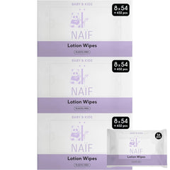 Naïf - Lingettes humides avec lotion sans plastique - 1296 pièces (24 paquets de 54 lingettes) - pour bébés et enfants - Fesses, corps et visage de bébé - à l'Aloe Vera et au Bambou - 0% Parfum et Alcool
