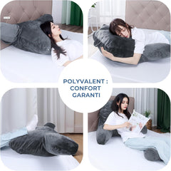 Pernă ergonomică pentru citit INFANZIA cu cotiere, suport pentru spate, mare, gri