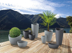 Scheurich Wave Globe High, récipient haut en plastique, granit noir, diamètre 29,8 cm, hauteur 40 cm, volume 6 l.