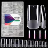 Lot de 504 faux ongles à couverture complète, 12 tailles, avec colle à ongles, ongles artificiels en acrylique avec boîte de rangement pour salons de manucure et bricolage à domicile (carré)