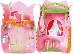 BABY Born Storybook Cottage, Maison de poupée pliante pour poupées de 18 cm avec table, cheminée, chaise longue et télescope, rose vert, 833803 Zapf Creation Dollhouses Naty Shop