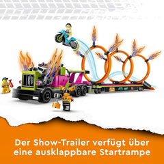 LEGO 60357 City Stuntz Stunttruck mit Feuerreifen-Challenge, mit schwungradbetriebenem Motorradspielzeug und Minifiguren, lustiges Geschenk für Kinder ab 6 Jahren, 2023 Set