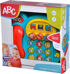 Simba 104010016 - Téléphone couleur ABC, jouet pour bébé, affichage d'images rotatif, chanson, téléphone d'apprentissage, téléphone d'apprentissage, avec différents sons, 20 cm, motricité, pour les tout-petits, à partir de 6 mois Jouets pour bébés Naty Shop