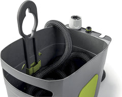 GF SRL, Aquapop Grey Pro 15, tuyau tressé auto-extensible fabriqué en Italie, avec récipient en plastique rigide, mini pulvérisateur de jardin ergonomique, raccords d'irrigation de jardin, gris foncé