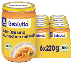 Plats à partir de 8 mois - Riz aux légumes et poulet, façon asiatique, 220g, paquet de 6 (6x220g)