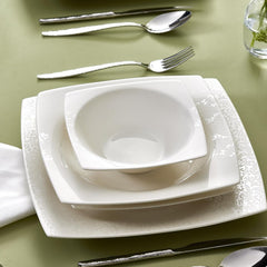 Set de veselă Karaca New Flava din porțelan, format din 24 de piese, pentru 6 persoane, alb, elegant și durabil, se poate spăla în mașina de spălat vase, perfect pentru uz zilnic și ocazii speciale