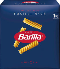 Paste Barilla Classic Fusilli nr. 98, din grâu dur de înaltă calitate, întotdeauna al dente, 1 kg
