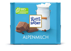 Ritter Sport 250g Chocolat au lait alpin, Le meilleur chocolat au lait entier au goût crémeux, Chocolat classique à partager entre amis, 11 barres x 250g