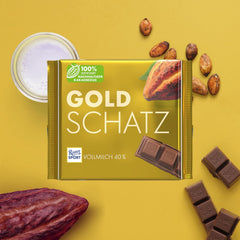 Ritter Sport - Gold Treasure - 11 x 250g, Chocolat au lait fin aux éclats de caramel, Chocolat classique à partager entre amis, 11 barres x 250g