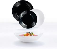 Harena N&b Glasgeschirr, 18 pièces, pour 6 personnes, blanc et noir