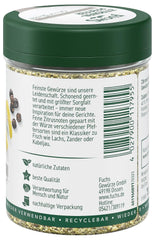 Fuchs Gewürze - Zitronenpfeffer Gewürz - Gewürrzubereitung für Lachs, Zander und Kabeljau - natürliche Zutaten - 75 g in wiederverwendbarer, recyclebarer Dose