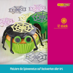 DECOCINO Gaufres comestibles en toile d'araignée 3D d'Halloween 12 pièces Sprinkles Naty Shop