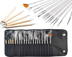 ® 20 X Pinceaux à Ongles Professionnels, Gel, Pinceaux de Peinture, Pinceaux d'Artiste, Kit de Pinceaux à Ongles Français, Ensemble d'Outils à Pointe Pointue, pour la Conception des Ongles, la Peinture, le Motif à Points, etc., avec Sac