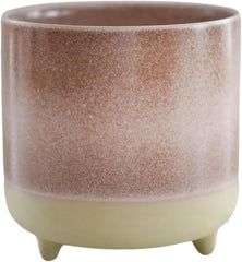 Pot, céramique, rose mat, réactif, H 8,5 cm x P 8 cm