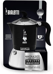 Bialetti Fiammetta cafetière à induction, 2 tasses (100 ml), adaptée à tous types de feux, design élégant, noire