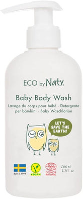 Eco by Naty, gel douche pour enfants, ingrédients végétaux biologiques avec 0% de parfum, hypoallergénique et testé dermatologiquement, flacon 200 ml Enfants - Bain et soin Naty Shop Default title