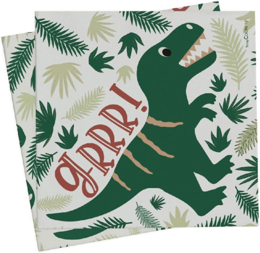 Scrapcooking - 20 Serviettes Dino 33 X 33 cm - Décoration Anniversaire Dinosaure Vert