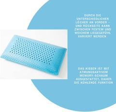 Oreiller en mousse Genius Eazzzy 40X80 Cm hauteur 10Cm - Oreiller de soutien cervical avec 2 degrés de dureté + mousse gel rafraîchissante - Oreiller de couchage pour dormeurs sur le côté, le dos et le ventre contre les douleurs cervicales, oreillers standards en polyester Naty Shop