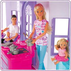 Simba 104661996 - Steffi Love Dreamhouse, grande maison de jeu, 4 pièces, sans marionnettes, 84 cm de haut, deux étages, cloche fonctionnelle, maisons de poupées pliables Naty Shop