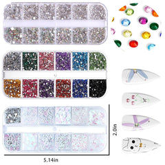 4200 Pièces Strass Nail Art, 36 Couleurs Pierres Paillettes, Pierres de Décoration d'Ongles pour Accessoires Nail Art et Strass Cristal Clair avec Pincette de Sélection de Strass et Stylo de Notation