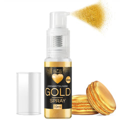 Spray colorant alimentar He-Ju, auriu, 10 g, pudră de aur comestibilă, vegană și fără E171, sclipici comestibil pentru băuturi