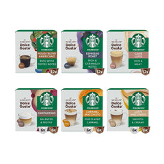 STARBUCKS Probierset, Mixed Cup Variety Pack de Nescafé Dolce Gusto Kaffeekapseln 6 x 12 (72 Kapseln) - Exclusif bei Amazon