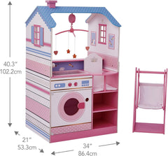Olivia'S Little World Teamson Kids 18 pouces bébé poupées en bois maison de poupée double face chambre d'enfant TD-11460W Maisons de poupées Naty Shop