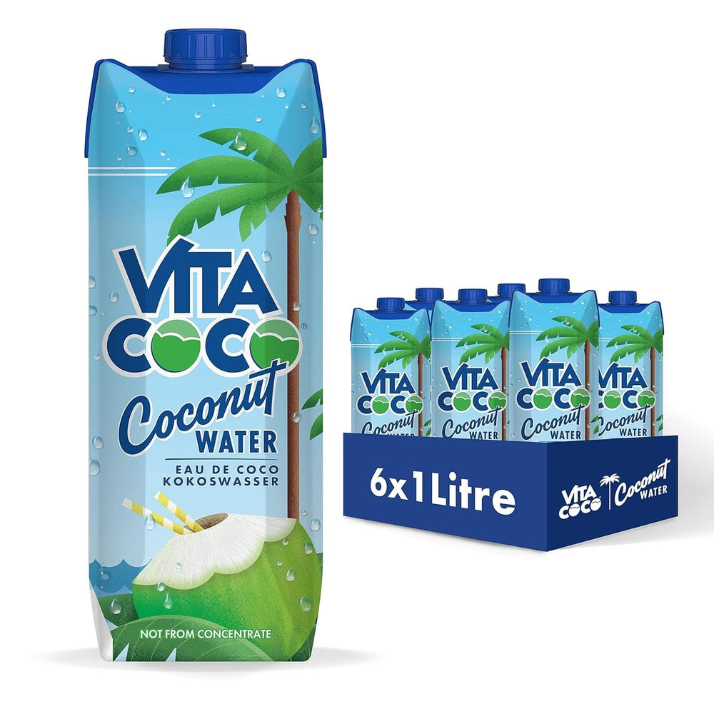 Vita Coco Pure Coconut Water 6 x 1 litre, hydratant naturel avec électrolytes, sans gluten, plein de vitamine C et de potassium Naty Shop 6 x 1 litre Eau de coco (originale)