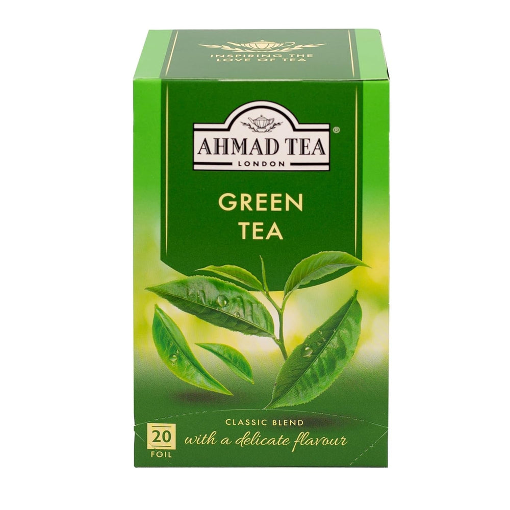 Ahmad Tea - Thé vert - Sachets de thé scellés emballés individuellement contenant 2 g de thé par portion - 20 sachets de thé avec ruban adhésif
