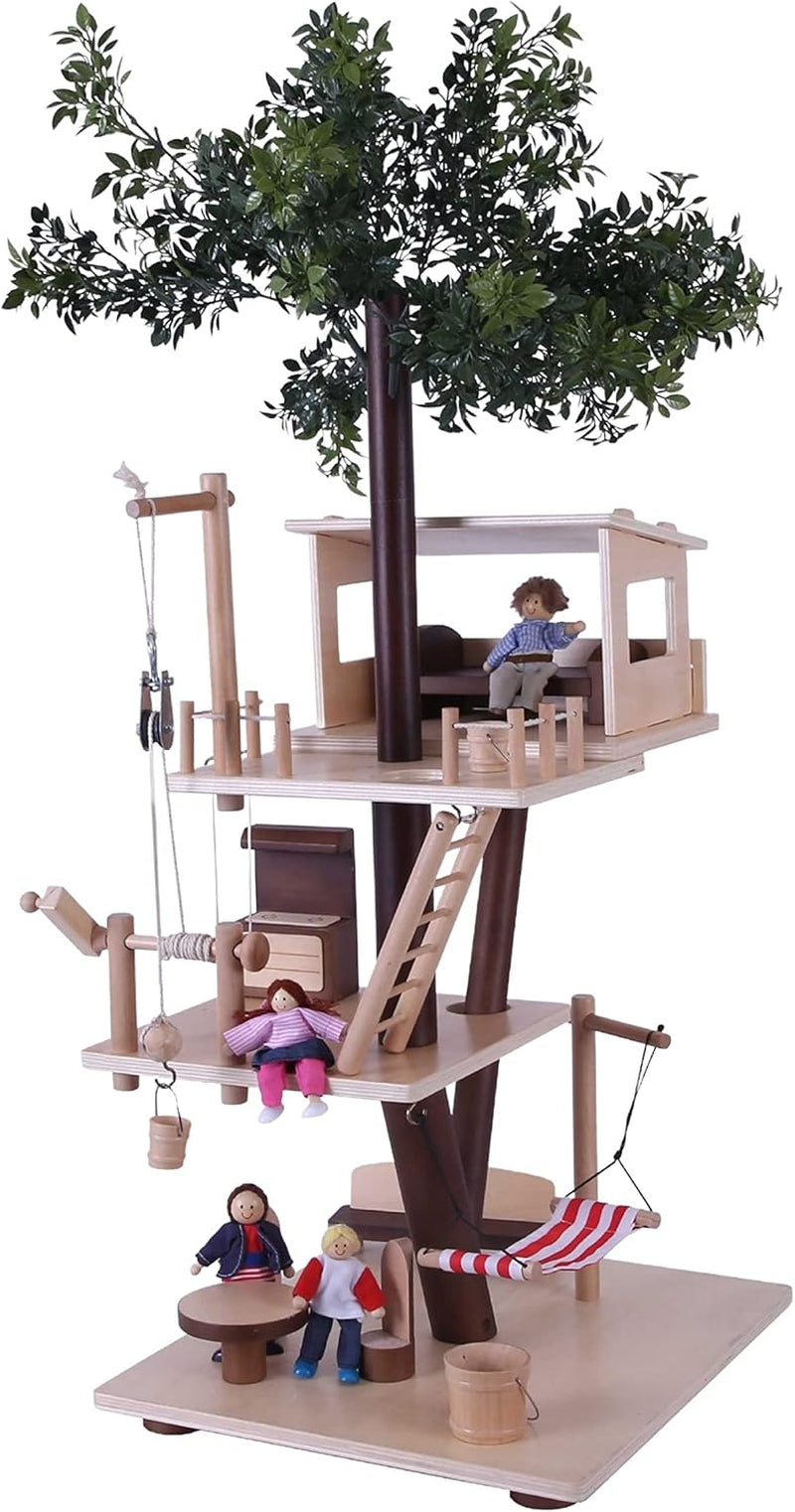 Cabane dans les arbres en bois Everearth - Maison de poupée pour 3 ans et plus - Maison de jeu durable avec accessoires - Certifié Fsc® - Jouet en bois parfait pour un jeu imaginatif - Meubles de maison de poupée EE33767 Naty Shop Dollhouses Titre par défaut