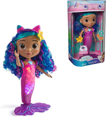 DREAMWORKS GABBY'S DOLLHOUSE – Sing & Shine Meerjungfrau Gabby, 35 cm grande poupée avec lumière et effets sonores, allemand, pour enfants de 3 ans