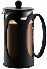 Cafetière Bodum Kenya - 1L / 8 tasses - Presse française manuelle en verre borosilicate et acier inoxydable - Passe au lave-vaisselle - Fabriquée au Portugal